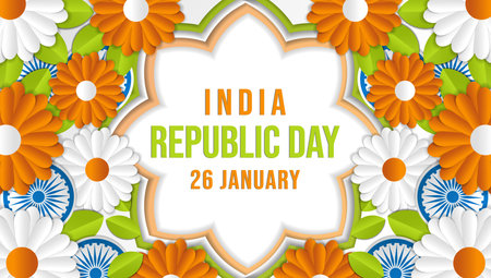 india republic day in paper cut arts illustration designのイラスト素材