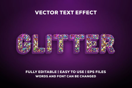 colorful glitter text effect fully editableのイラスト素材