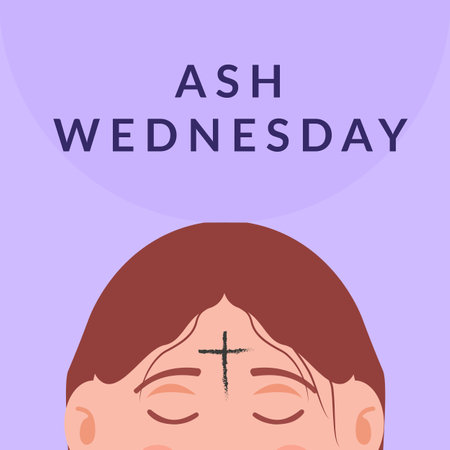 ash Wednesday illustration in flat design styleのイラスト素材