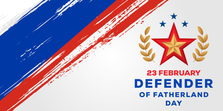 flat design horizontal banner 23 february defender of fatherland dayのイラスト素材