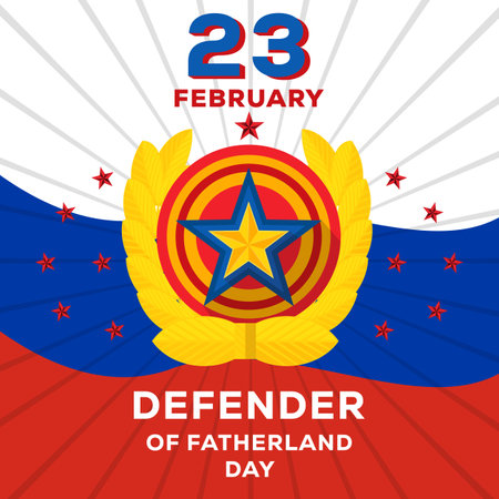 flat design 23 february defender of fatherland dayのイラスト素材