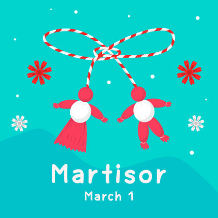 flat design martisor march 1 illustrationのイラスト素材