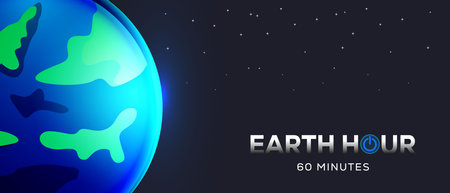 earth hour horizontal banner illustrationのイラスト素材