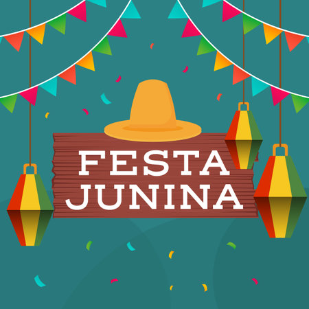 festa junina in flat design illustration vector