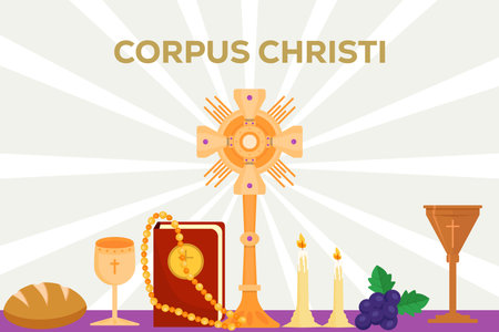 horizontal banner corpus christi in flat design illustrationのイラスト素材