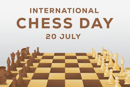 vector international chess day horizontal banner illustrationのイラスト素材