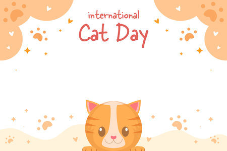 international cat day illustration with a cute catのイラスト素材
