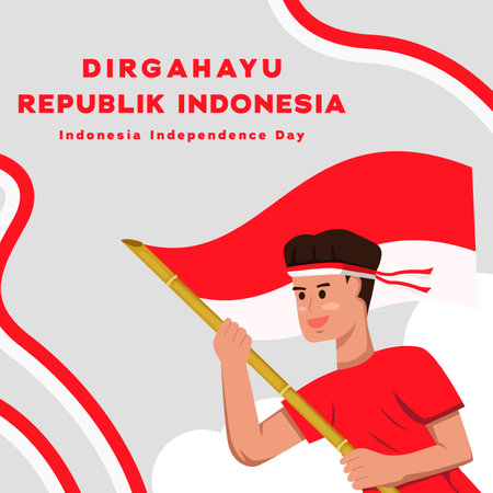 dirgahayu republik indonesia illustration in flat design vectorのイラスト素材
