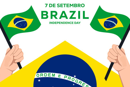 7 de setembro brazil independence day, background illustration with hands holding flagのイラスト素材