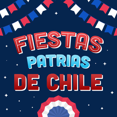 fiestas patrias de chile illustration design in gradientのイラスト素材
