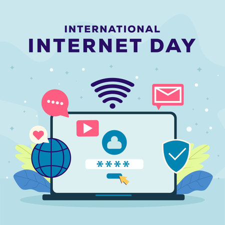 flat vector international internet day illustration designのイラスト素材