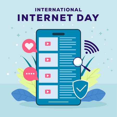 flat international internet day celebration illustration design vectorのイラスト素材