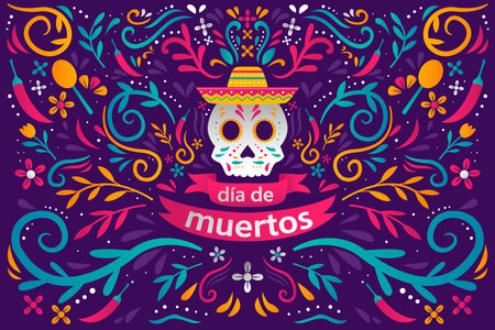 vector dia de muertos background illustration designのイラスト素材