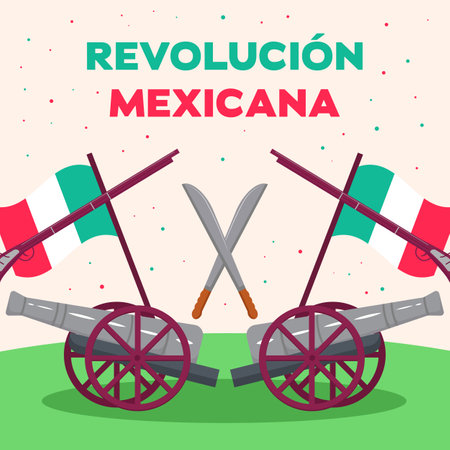 vector revolucion mexicana illustration concept design in flat styleのイラスト素材