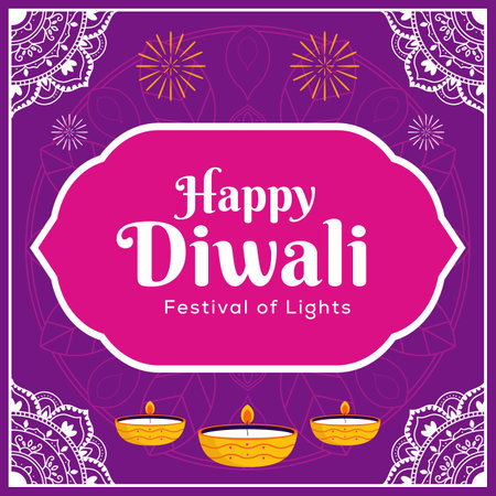happy diwali festival of light illustration in flat designのイラスト素材