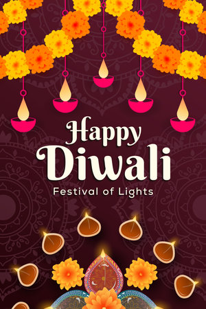 gradient happy diwali vertical banner illustrationのイラスト素材
