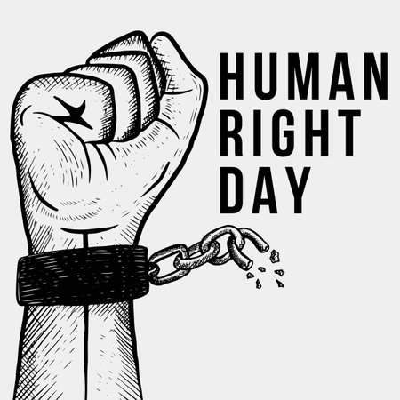 hand drawn world human right day illustration vector designのイラスト素材