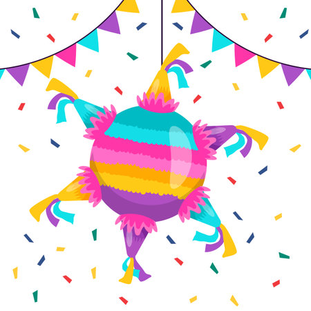 flat design vector posada pinata illustration colorfulのイラスト素材