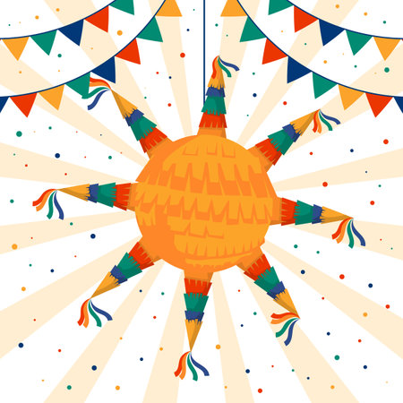 posada pinata illustration in flat design vector styleのイラスト素材