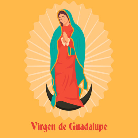 vector flat design Virgen de Guadalupe illustrationのイラスト素材