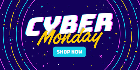 cyber monday horizontal banner illustration in flat design styleのイラスト素材