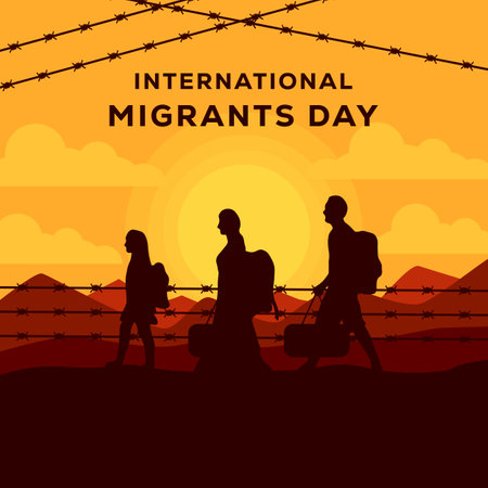 vector design international migrants day illustrationのイラスト素材