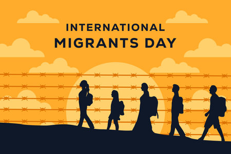 flat international migrants day background illustrationのイラスト素材