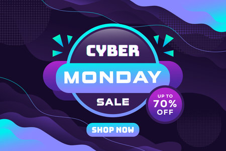 wavy cyber monday background illustration vector designのイラスト素材