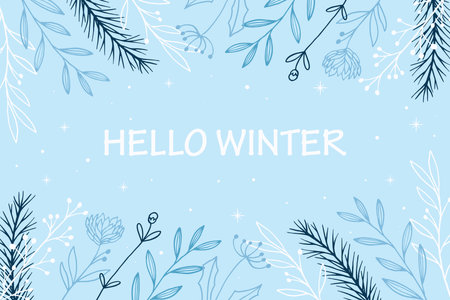hello winter, background illustration in flat designのイラスト素材