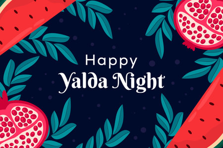 flat vector Happy Yalda Night background illustration designのイラスト素材