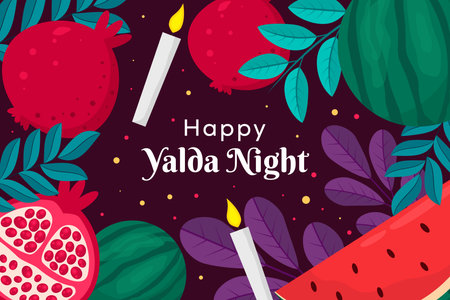 flat design Happy Yalda Night background illustrationのイラスト素材
