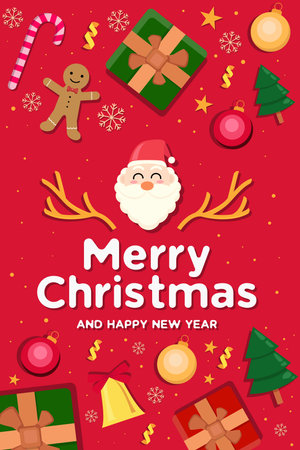 flat design merry christmas vertical banner illustrationのイラスト素材