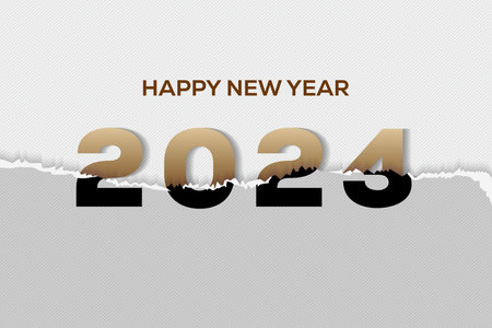 happy new year with torn paper effect changed from 2023 to 2024のイラスト素材