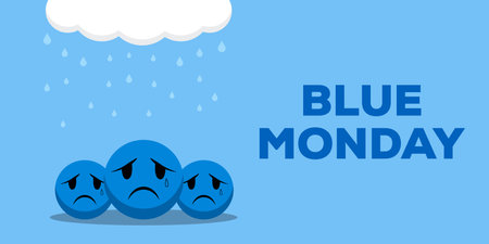 flat design blue monday horizontal banner illustrationのイラスト素材