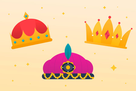 gradient reyes magos crowns illustration vector designのイラスト素材