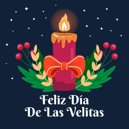 Feliz Dia De Las Velitas illustration in flat design styleのイラスト素材
