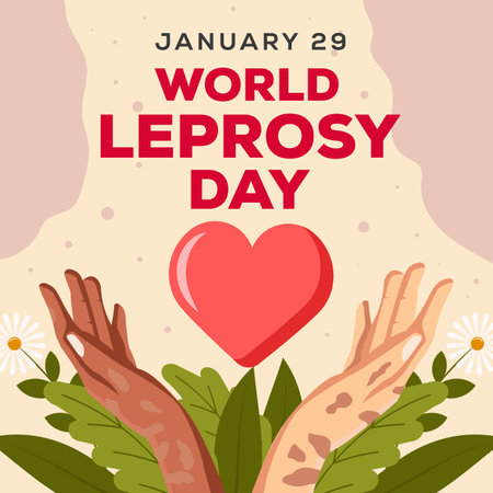 vector design world leprosy day illustration with leavesのイラスト素材