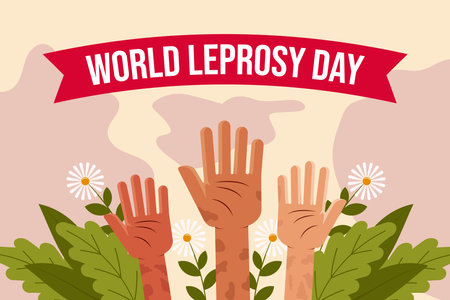 flat design world leprosy day background illustrationのイラスト素材