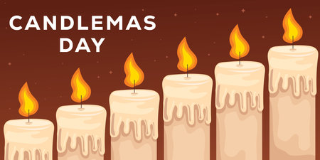 vector candlemas day horizontal banner illustration designのイラスト素材