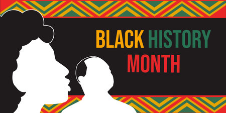 black history month horizontal banner illustrationのイラスト素材