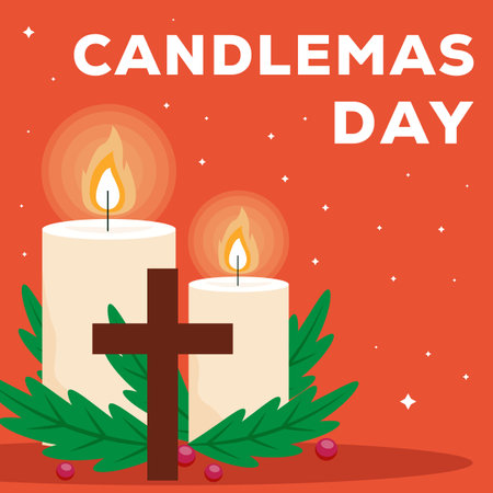 vector design candlemas day illustration in flat styleのイラスト素材