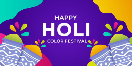 gradient vector Holi color festival horizontal banner illustrationのイラスト素材