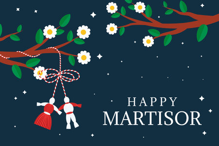 happy martisor background illustration vector designのイラスト素材