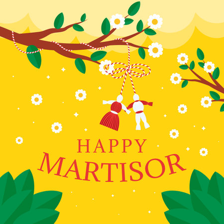 happy martisor illustration vector design in flat styleのイラスト素材