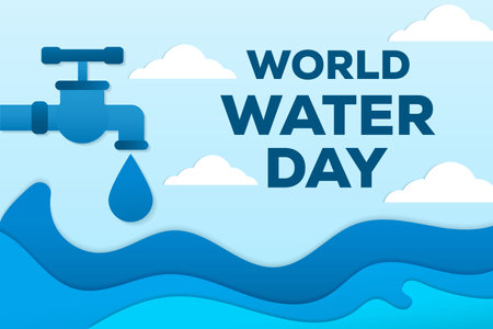 World Water Day background illustration in paper art styleのイラスト素材