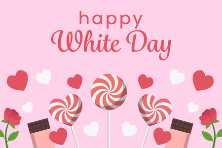 flat happy white day background illustration designのイラスト素材