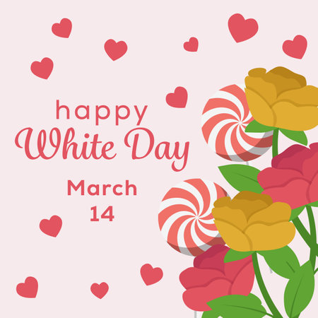 Happy white day illustration with candies and rosesのイラスト素材