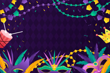 gradient mardi gras background illustration with copy space areaのイラスト素材
