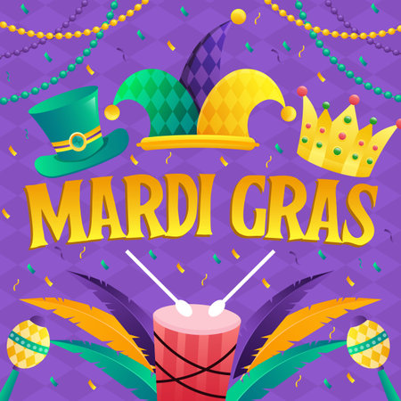 mardi gras illustration in gradient design style with ornaments mardi grasのイラスト素材