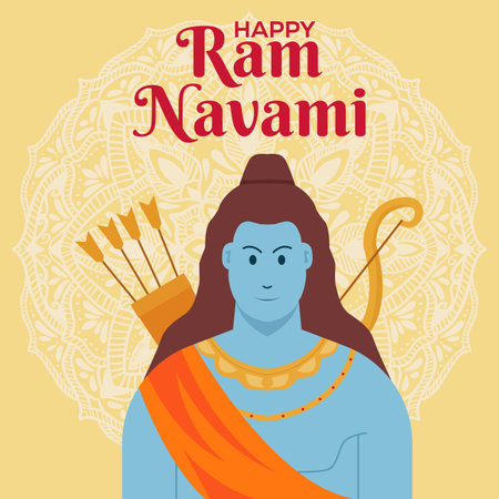 happy ram navami festival illustration in flat design styleのイラスト素材